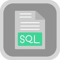 Sql Flat round corner Icon Design vector