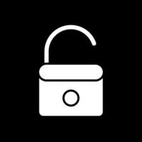 Open Lock Glyph Inverted Icon Design vector