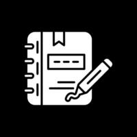 cuaderno glifo invertido icono diseño vector