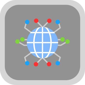 Global Networking Flat round corner Icon Design vector