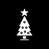 Navidad árbol glifo invertido icono diseño vector