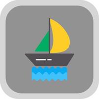 Yacht Flat round corner Icon Design vector