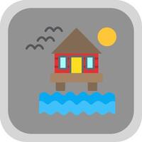 Beach Villa Flat round corner Icon Design vector