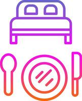 cama y desayuno línea degradado icono diseño vector