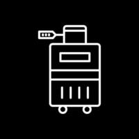 Wheeled Luggage Line Inverted Icon Design vector