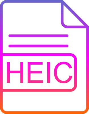 HEIC File Format Line Gradient Icon Design