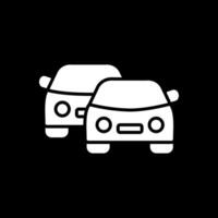 carros glifo invertido icono diseño vector