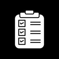 Check List Glyph Inverted Icon Design vector