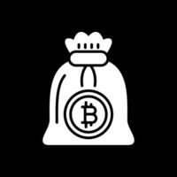 bitcoin bolso glifo invertido icono diseño vector