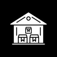 Warehouse Glyph Inverted Icon Design vector