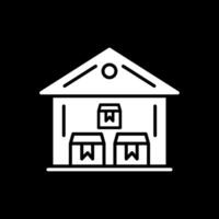 Warehouse Glyph Inverted Icon Design vector