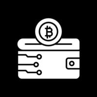 criptomoneda billetera glifo invertido icono diseño vector