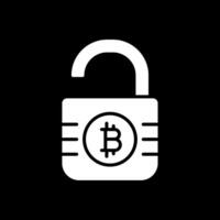 Unsecure Bitcoin Glyph Inverted Icon Design vector