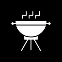 parrilla glifo invertido icono diseño vector