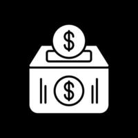 dinero caja glifo invertido icono diseño vector