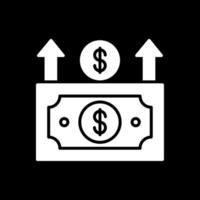 dinero crecimiento glifo invertido icono diseño vector