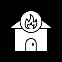 hogar fuego glifo invertido icono diseño vector