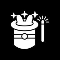 magia sombrero glifo invertido icono diseño vector