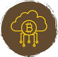 nube bitcoin línea degradado icono diseño vector