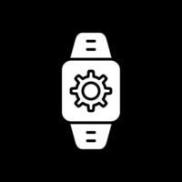 reloj inteligente glifo invertido icono diseño vector