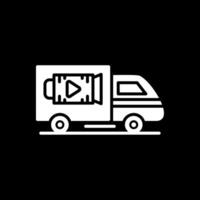 Lorry Glyph Inverted Icon Design vector