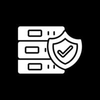 base de datos seguridad glifo invertido icono diseño vector