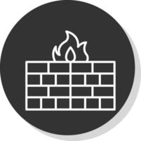 Firewall Line Shadow Circle Icon Design vector