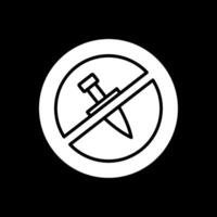 No cuchillo glifo invertido icono diseño vector