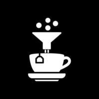 café filtrar glifo invertido icono diseño vector