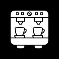 café máquina glifo invertido icono diseño vector