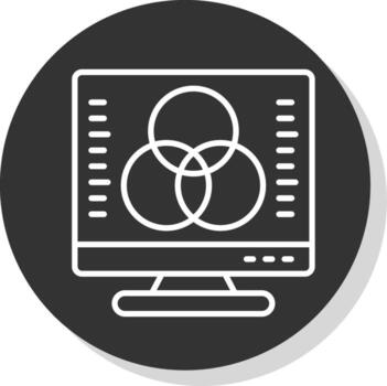 Desktop Computer Line Shadow Circle Icon Design vector