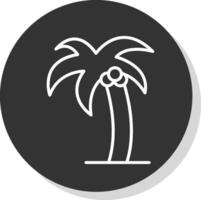 Palm Tree Line Shadow Circle Icon Design vector