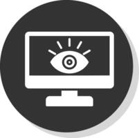 Monitoring Glyph Shadow Circle Icon Design vector