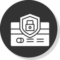 crédito tarjeta seguridad glifo sombra circulo icono diseño vector