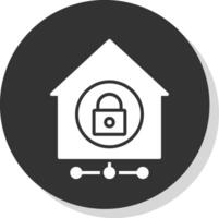 hogar red seguridad glifo sombra circulo icono diseño vector