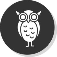 Owl Glyph Shadow Circle Icon Design vector