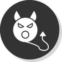 Devil Glyph Shadow Circle Icon Design vector