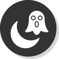 Halloween Moon Glyph Shadow Circle Icon Design vector