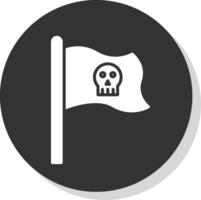 Pirate Flag Glyph Shadow Circle Icon Design vector