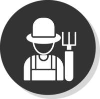 Farmer Glyph Shadow Circle Icon Design vector