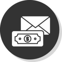 Envelope Glyph Shadow Circle Icon Design vector