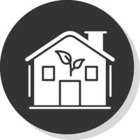 bajo energía casa glifo sombra circulo icono diseño vector