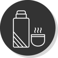 Thermos Line Shadow Circle Icon Design vector