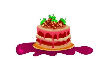 A Crepe cake topping by strawberry, Strawberry Delight Cupcake, Luscious illustration of a cake topped with strawberries, a sweet temptation in a fantasy, Strawberry cake video