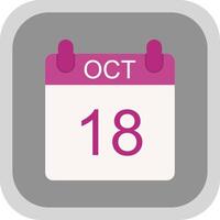 October Flat round corner Icon Design vector