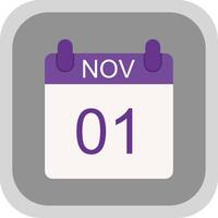 November Flat round corner Icon Design vector