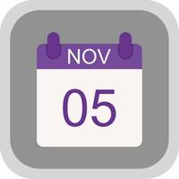 November Flat round corner Icon Design vector