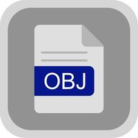 OBJ File Format Flat round corner Icon Design vector