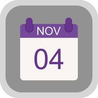 November Flat round corner Icon Design vector