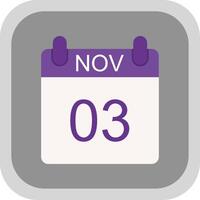 November Flat round corner Icon Design vector